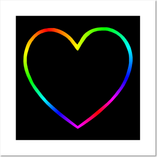 Rainbow Heart Outline Posters and Art